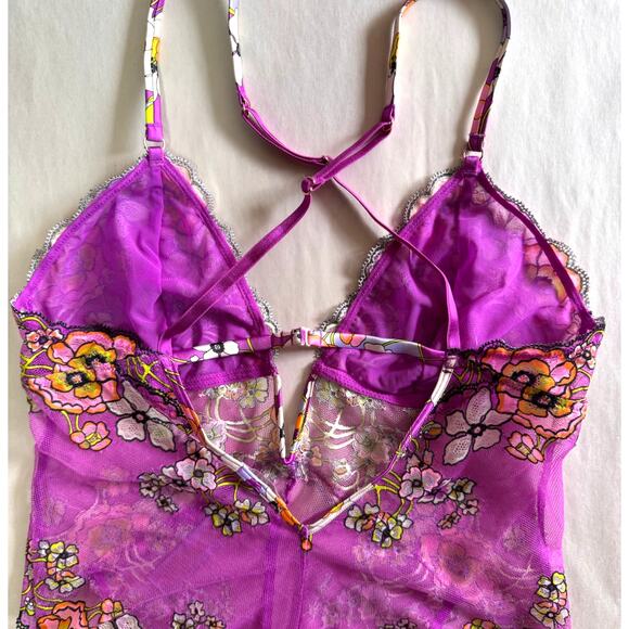 *New* SAVAGE X FENTY Mod Poppy Lace‎ Teddy Size 8/10 Floral Mesh Lingerie - Picture 7 of 13